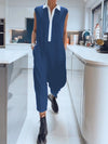 Sleeveless Contrast Color Women's Foot Jumpsuit