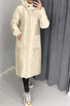 Women's Casual Warm Hooded Sequined Patchwork Long Cotton Jacket