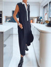 Sleeveless Contrast Color Women's Foot Jumpsuit