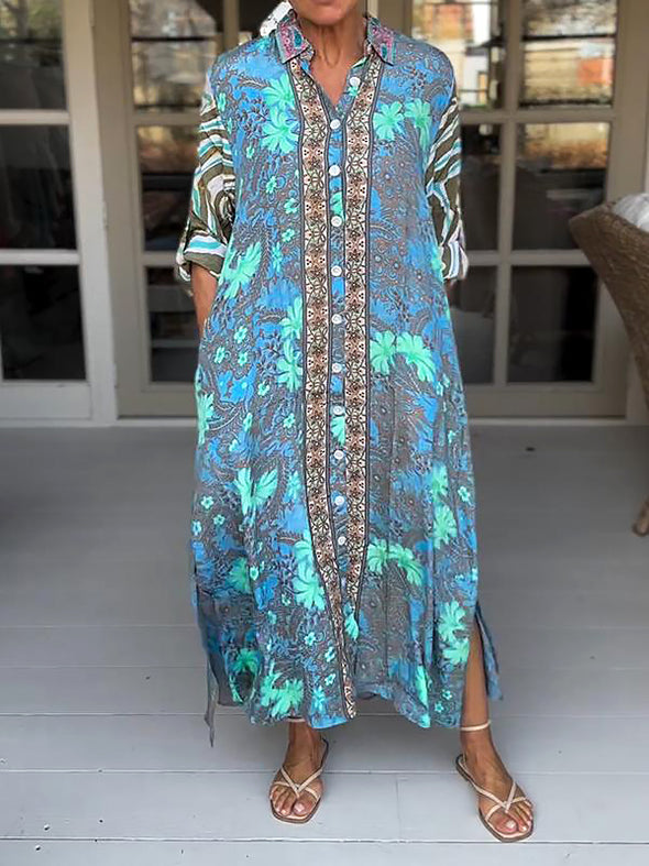 Casual Lapel Loose Printed Dress