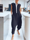 Sleeveless Contrast Color Women's Foot Jumpsuit