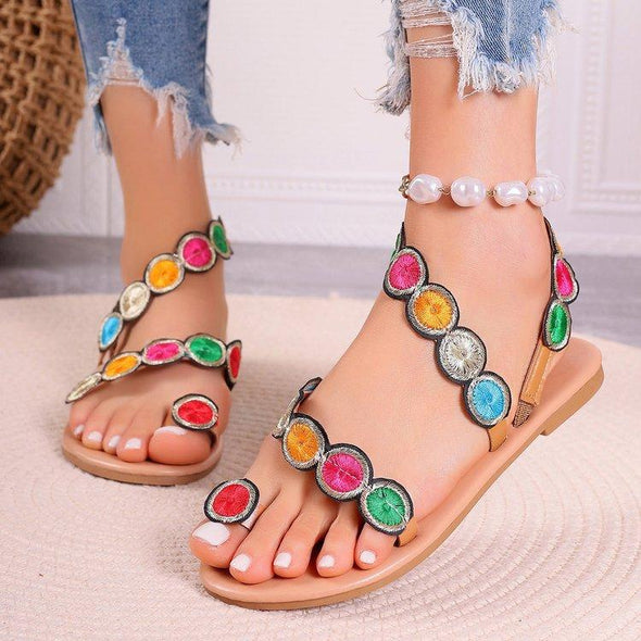 Flat Peacock Eye Beach Sandals