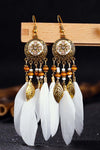 Retro Earrings Bohemian Resort Style Feather Tassel Earrings