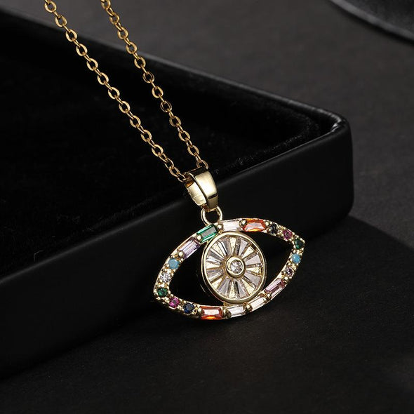 Colored Zircon Devil's Eye Necklace