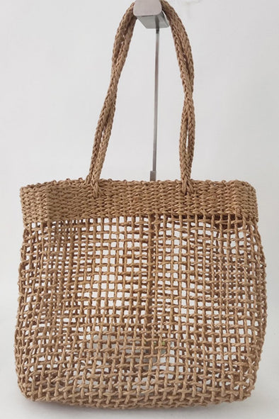 Woven tote shoulder bag