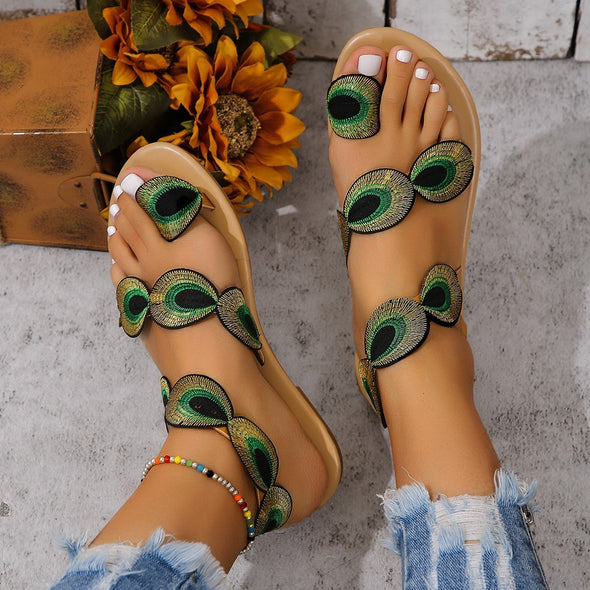 Flat Peacock Eye Beach Sandals