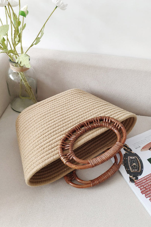 Rattan handle bag woven tote bag