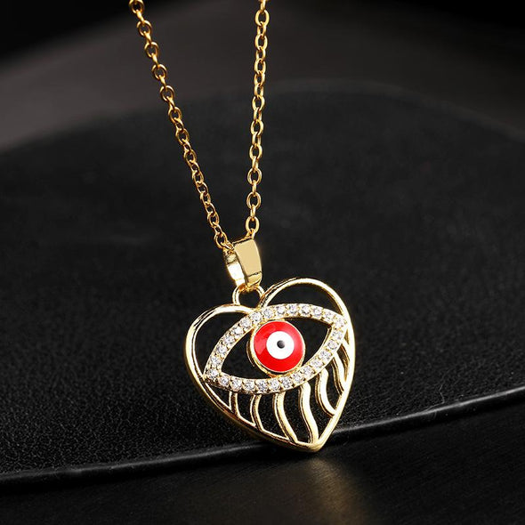 Colored Zircon Devil's Eye Necklace