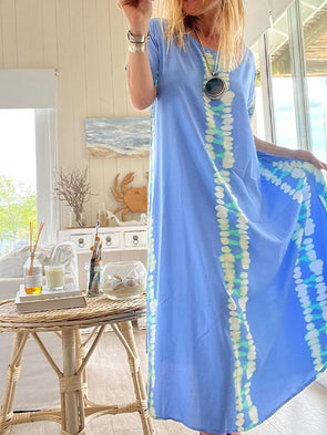 Summer tie-dye crew neck dress