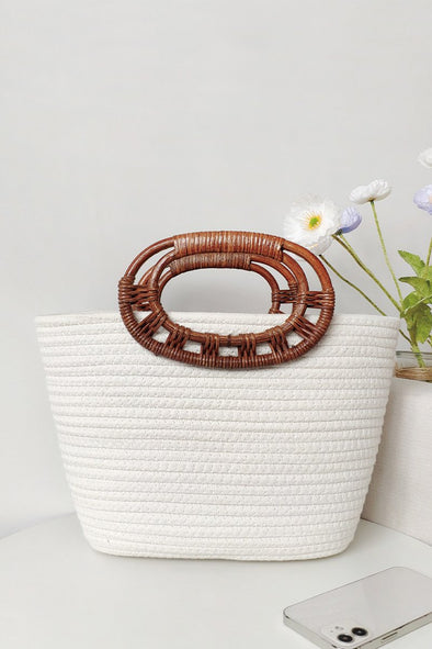 Rattan handle bag woven tote bag