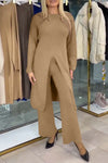 Women's Casual Slit Hem Sweater and Pants Set