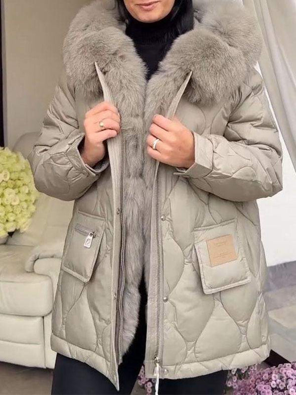 Women's Fur Collar Hooded Coat