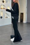 Women's Elegant V-Neck Color-Collision Patchwork Long Sleeve Suit