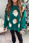 Women's Round Neck Long Sleeve Santa Claus Sweatshirt