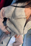 Women's Casual Knitted Patchwork Zipper Turtleneck Suit