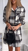 Women's Lapel Plaid Button Coat