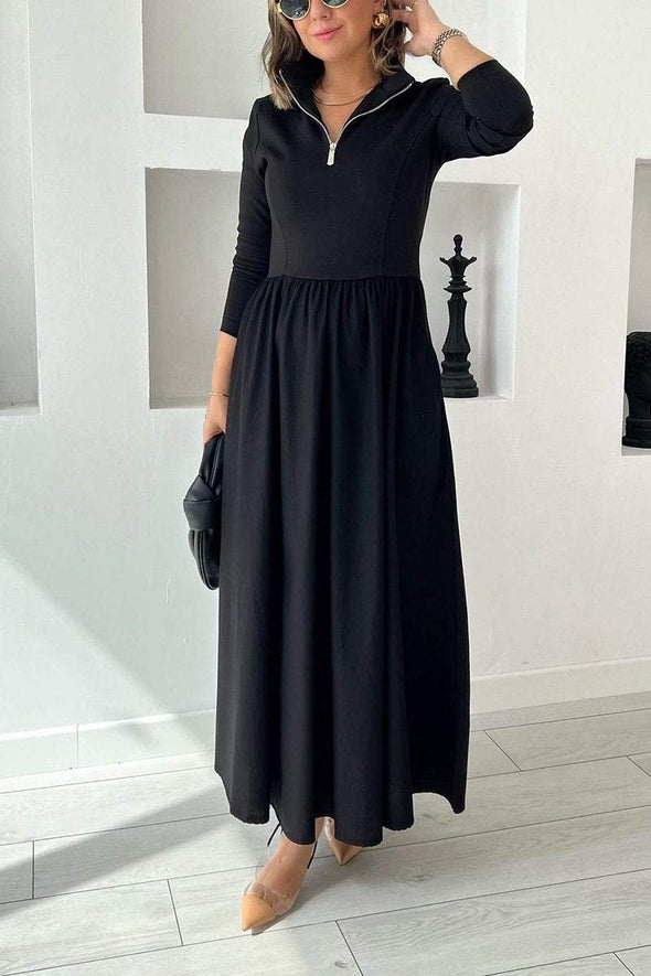 Women's Casual Half-zip Long-sleeved Dress