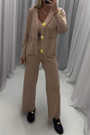 Women's Long Sleeve Cardigan Suspenders Three Piece Set