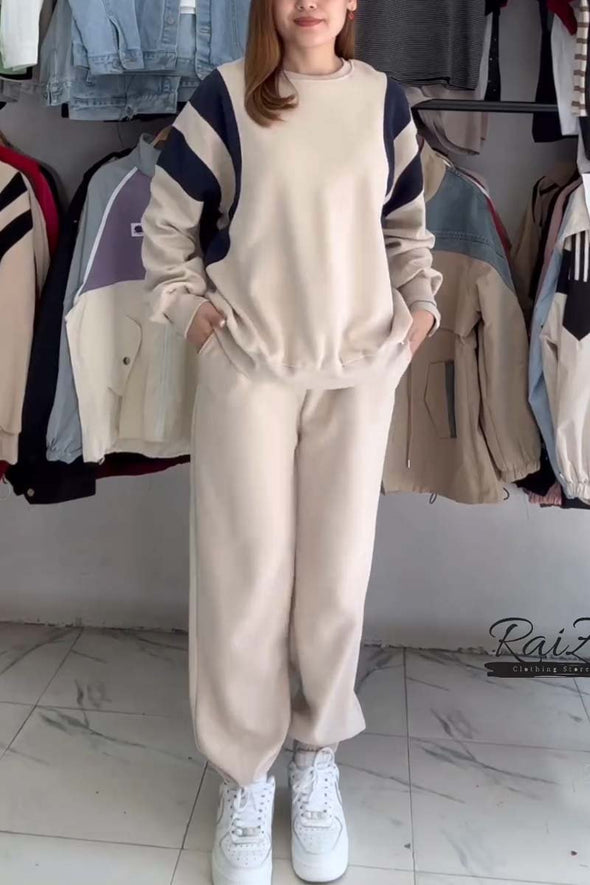 Women's casual round neck sports sweatshirt suit