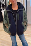 Women's Casual Solid Color Hooded Patchwork Jacket