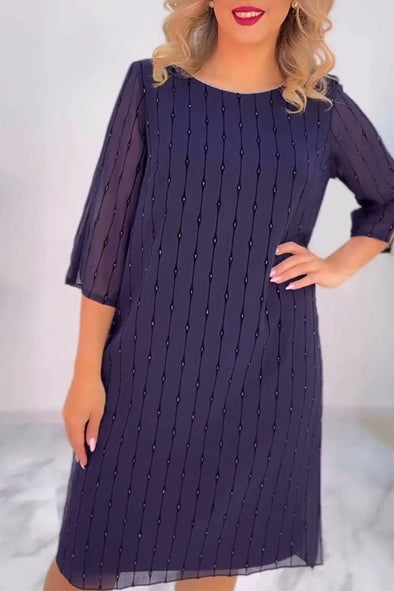 Women's Round Neck Mid-sleeve Dress