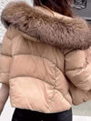 Women's Fur Collar Hooded Patchwork Coat