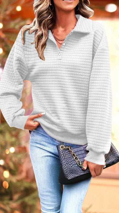 Women's Casual Lapel Long Sleeve Top