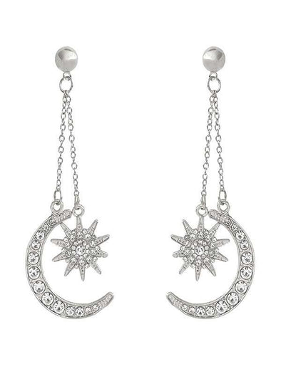 Six Pointed Star Moon Earrings