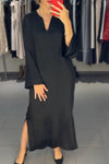 Women's Solid Color Casual Long Sleeve Dress