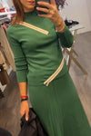 Women's Casual Solid Color Zipper Knitted Skirt Suit