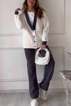 Women's Casual Solid Color Cardigan Two-Piece Set