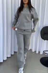 Women's High Collar Long Sleeve Spliced sweatshirt Two Piece Set