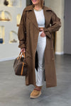 Women's Casual Solid Color Large Lapel Windbreaker Jacket