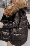 Women's Wool Edged Hat Winter Padded Coat