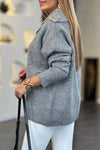 Women's Casual Solid Button-Neck Sweater