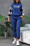 Women's plaid patchwork sweatshirt top and pants two-piece set