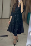 Women's V-neck Slimming Sequined Patchwork A-hem Dress