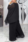 Women's Elegant Dolman Sleeve Top and Wide Leg Pants Diamond Set