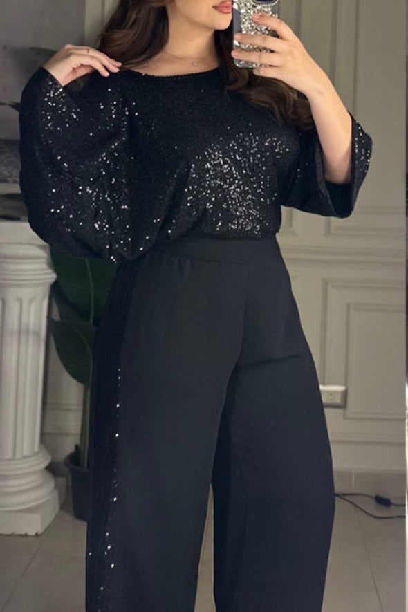 Women's Fashion Loose Sequin Two-Piece Suit