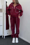 Women's casual sports half-zip sweatshirt suit