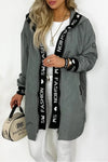 Women's Casual Placket Letter Print Jacket