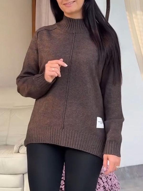 Women's Solid Color Turtleneck Knitted Top