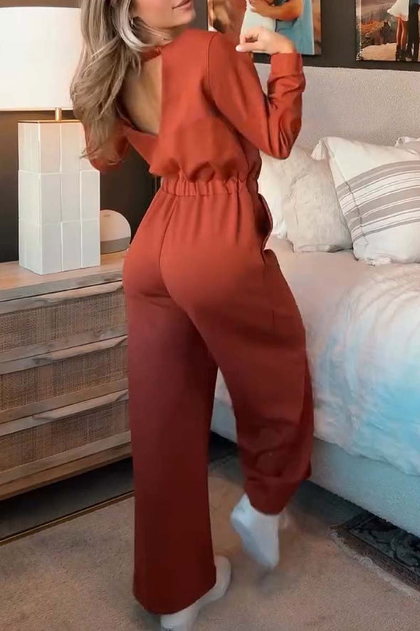 Women's casual sports jumpsuit wide leg pants