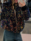 Women's Sequin Hooded Patchwork Coat