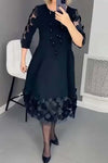 Women's Elegant Petal Net Sleeve Solid Color Dress