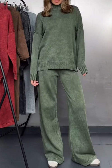 Women's Turtleneck Sweater and Trousers Two-piece Set