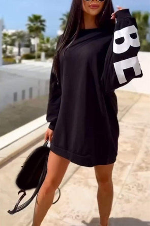 Women's Casual Round-neck Letter Pullover Sweatshirt