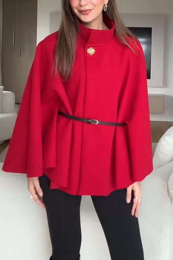 Woman Elegant Stand-up Collar Cape Style Coat