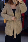 Women's Casual Solid Color Sequin Long Sleeve Sweater Cardigan