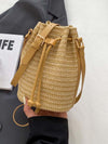 Fashion Bucket Bag Woven Shoulder Crossbody Bag Seaside Travel Beach Bag